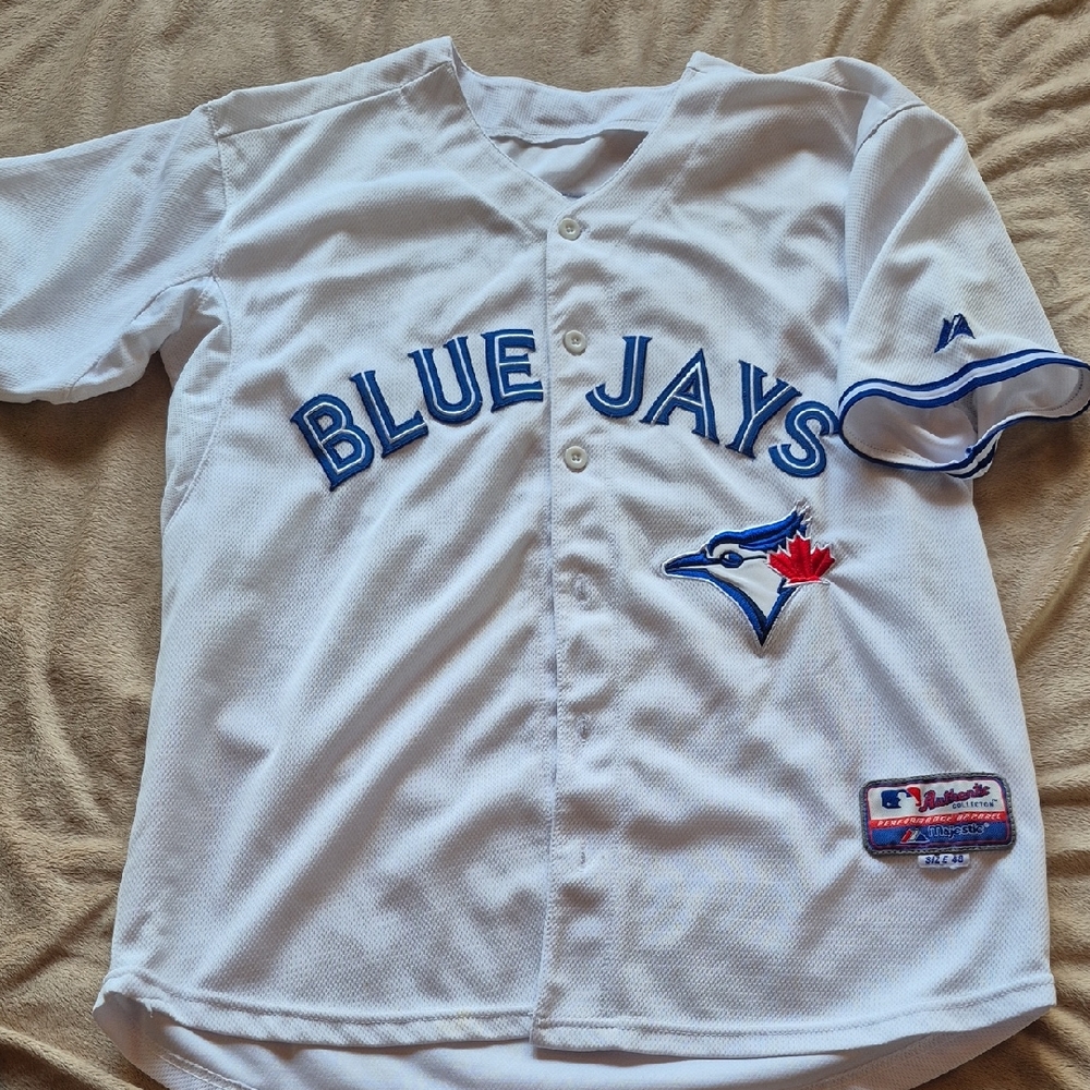 Majestic Blue Jays Unisex White and Blue Jersey
